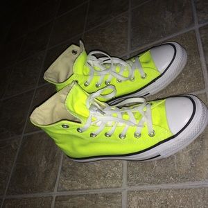 hi-top bright neon yellow converse PRICE FIRM!