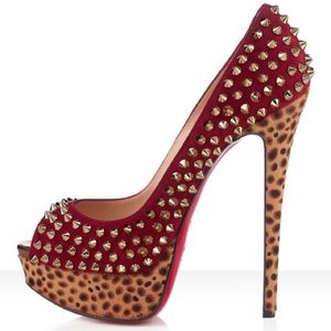 CHRISTIAN LOUBOUTIN LADY PEEP SPIKES PUMP. 39.5
