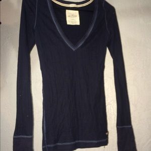 Holister Navy blue long sleeve stretch sweater