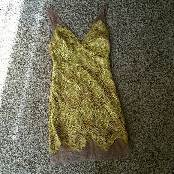 Neon Yellow Lace Club or Cocktail dress