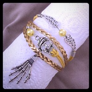 Skull Angel Wing Charm Bracelet