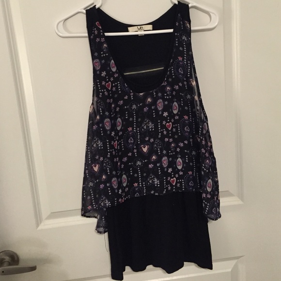 YA black tank top with purple