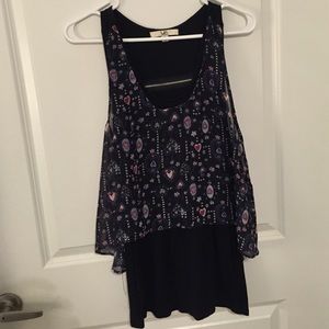 YA black tank top with purple