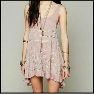 Free People Voile Lace Trapeze Slip Dusty Lilac