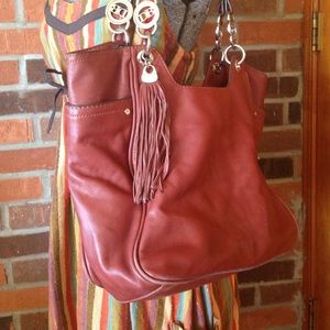 Leather bag with fringe