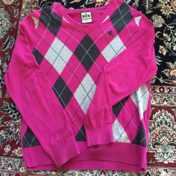 Men's Pink Argyle Sweater