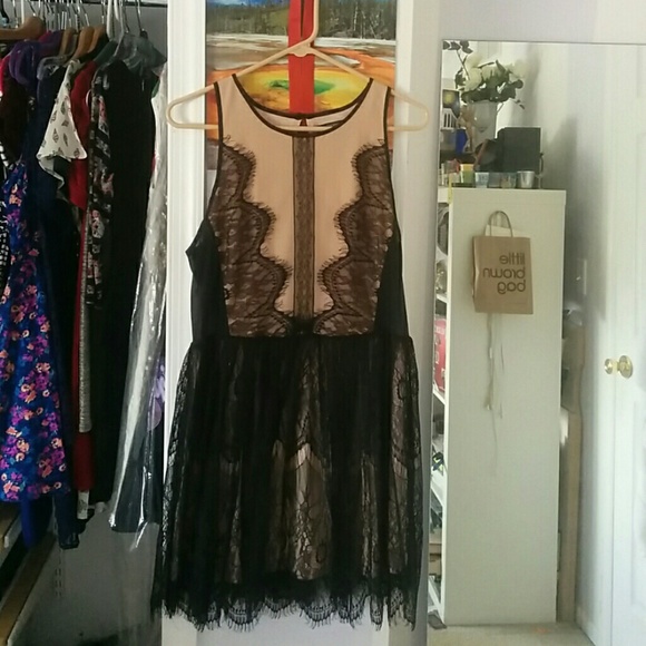 Forever 21 black lace and nude dress