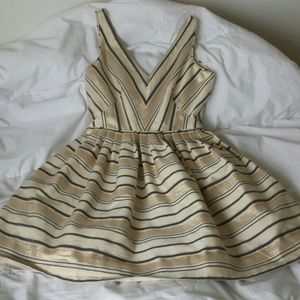 J.Crew gold navy cream dress size 0 striped