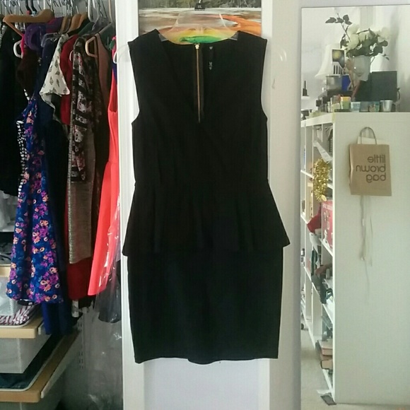 Peplum body con black dress
