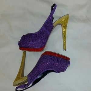 Purple/red/gold Platform High Heels size 10