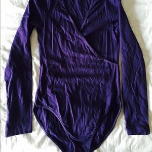 American Apparel V neck bodysuit. Deep purple.