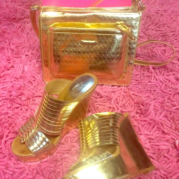 Shimmery Gold Coach Bristol Wedge Mule