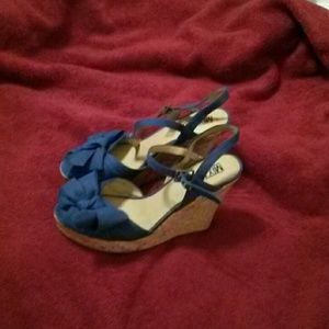 Blue wedge sandal
