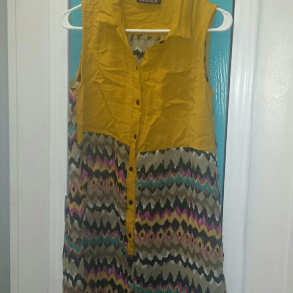 Sleeveless sheer dress.