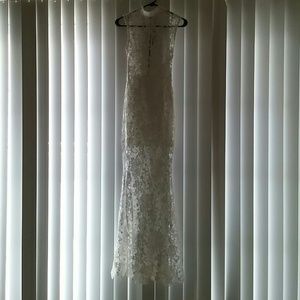 White lace dress with zipper back