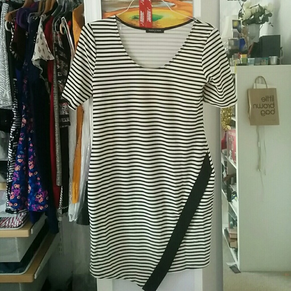 Plus size asymmetrical striped dress