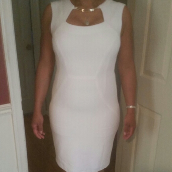White BCBG Maxazria bodycon dress