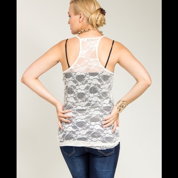 "$OLD" Romantic Lace Cream Plus Size Tunic - Picture 2 of 3