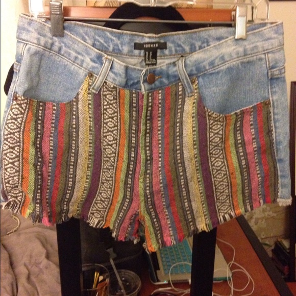 Boho style High waisted shorts