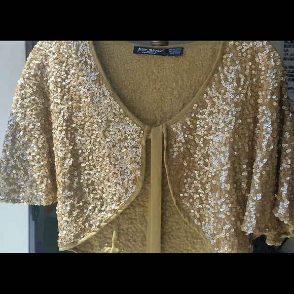 Betsey Johnson Gold Sequin Bolero/Shrug.