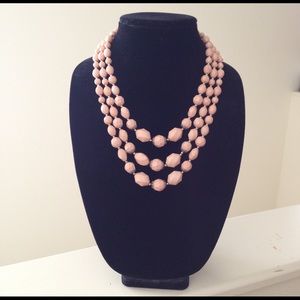 Pink Statement Multi Strand Beaded Necklace