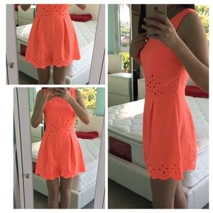 Urban outfitters hot pink/coral cutout romper