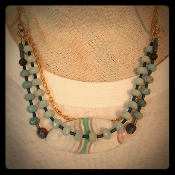 SUMMER CHIC multi stranded gemstone necklace