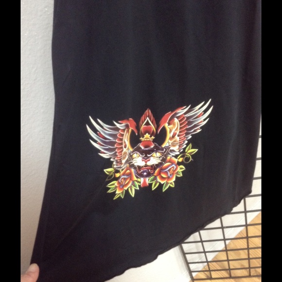 Black Tiger Print Summer Dress Cover Up Top - Picture 2 of 2