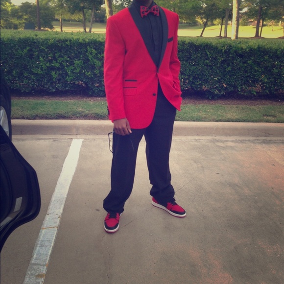 Mens red and black tux only worn once