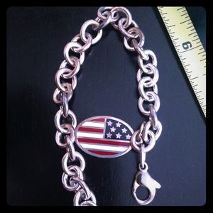 Tiffany & Co. silver large link bracelet w/charm