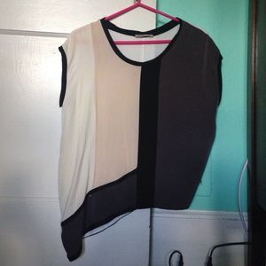Zara asymmetrical sleeveless color block top
