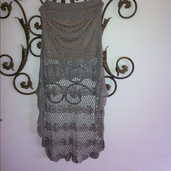CROCHET HIGH/LOW SKIRT iN MOCHA - Picture 3 of 4