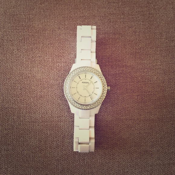 White Fossil Watch