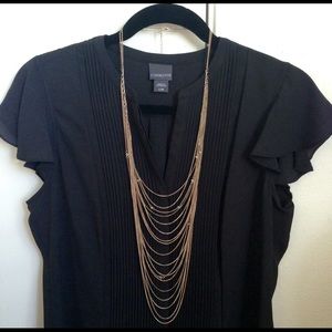 Multi-Strand Chain Long Necklace Gold