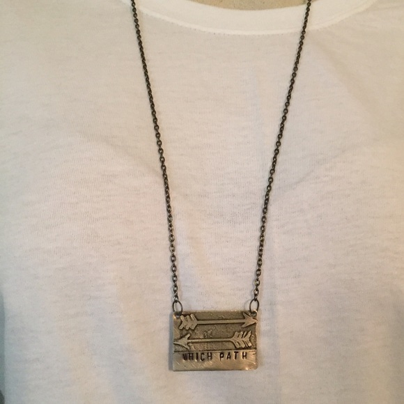 WHICH PATH Etched metal necklace AWESOME! - Picture 2 of 4