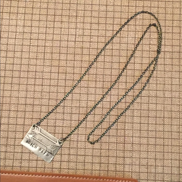 WHICH PATH Etched metal necklace AWESOME! - Picture 3 of 4