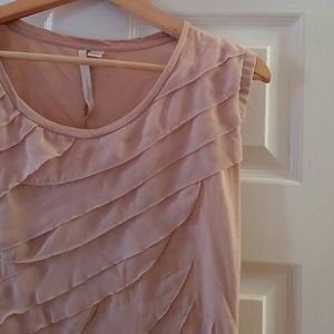 Blush colored ruffle t shirt