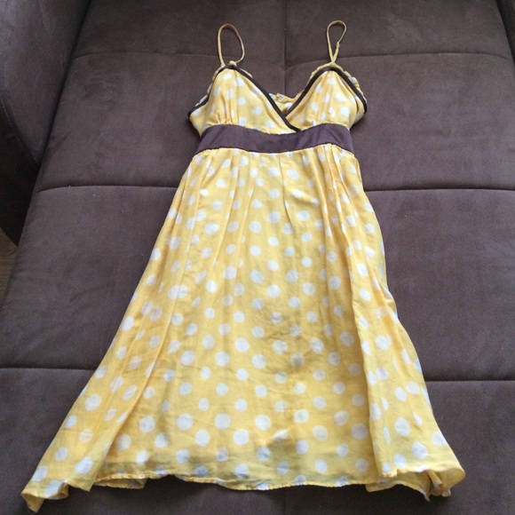 Yellow w/ White Polka Dots Spaghetti Strap Dress