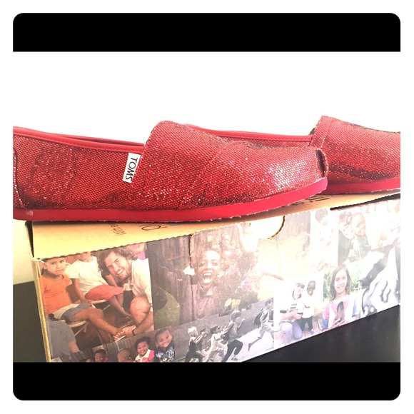 Toms Red Glitter Women's Classic