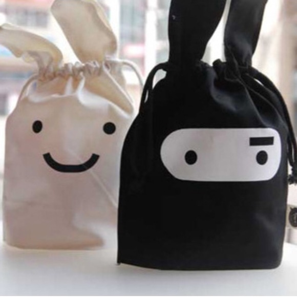 Handbags - Black ninja rabbit drawstring bag