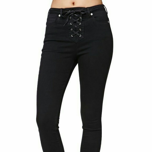 Gypsy Warrior Lace-Up High Waisted Skinny Jeans