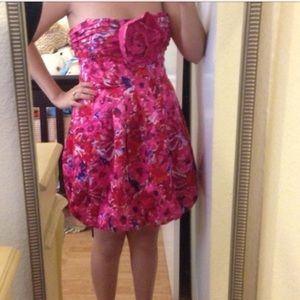 BCBG pretty pink strapless bubble dress