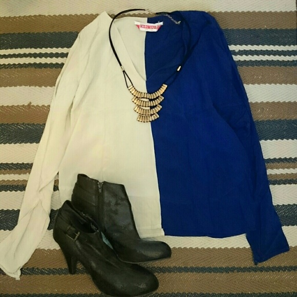 Vintage Color Block Blouse