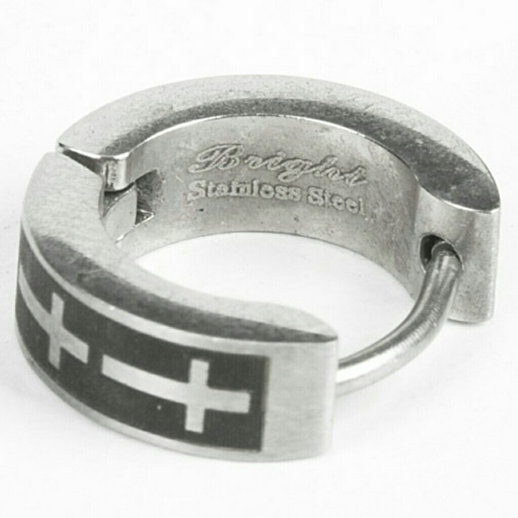 Stainless steel cross earrings - Picture 4 of 4