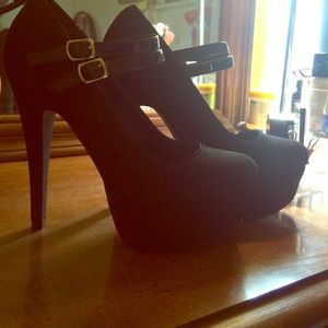 Black heels with ankle straps