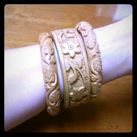 3 Detailed wood Bracelets
