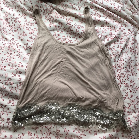 Tan/mauve sequin bottom tank