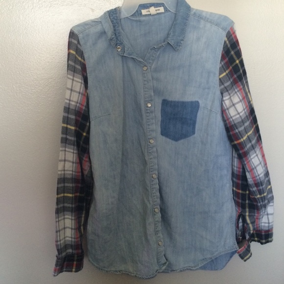Denim and plaid flannel or shirt