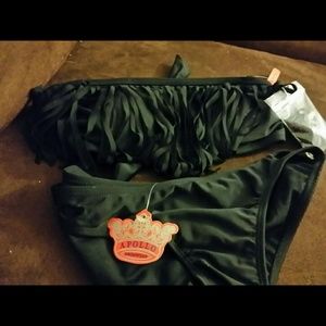 NWT BLACK FRINGE BIKINI