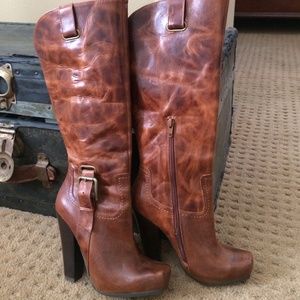 Brown leather boots